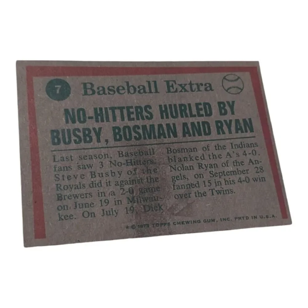 1975 Topps‎ 74 Highlights #7 Nolan Ryan Dick Bosman Steve Busby Baseball Card